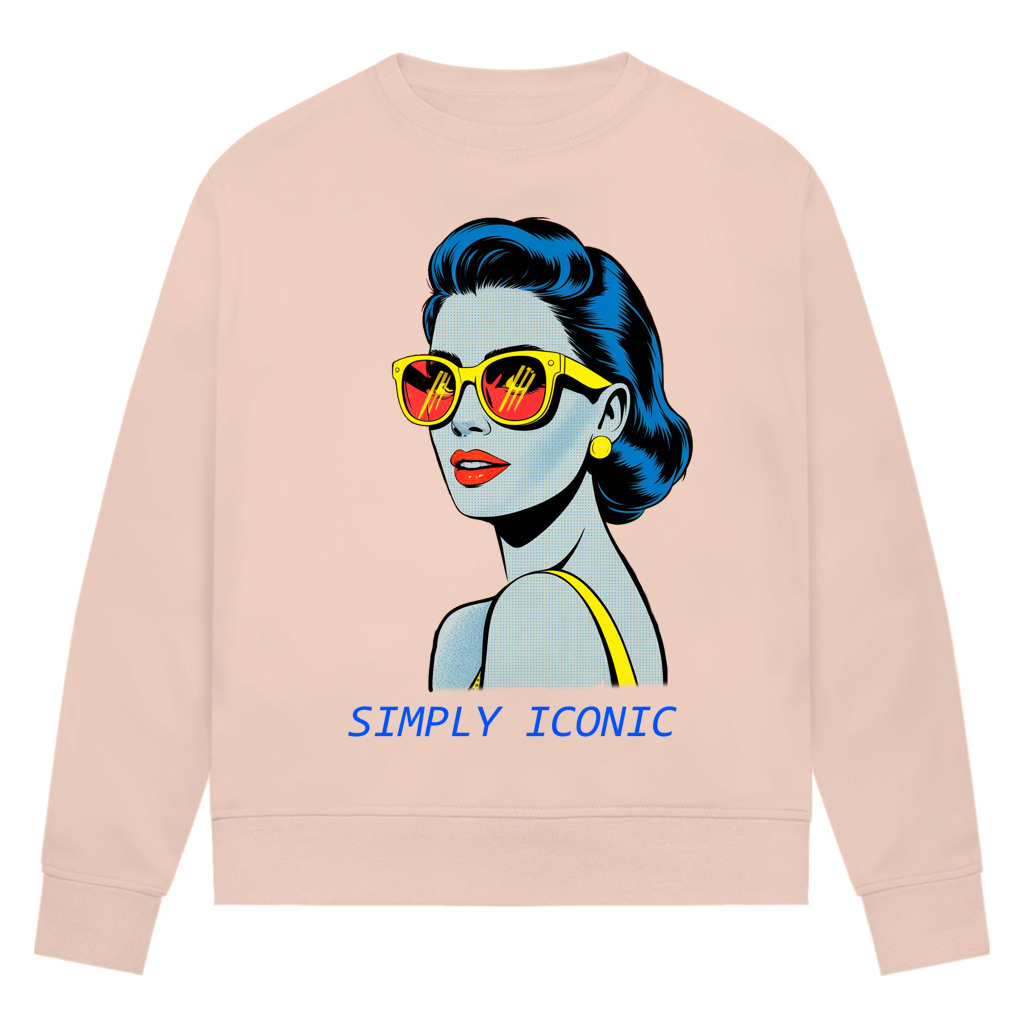 Damen Premium Bio Sweatshirt Frau mit Sonnenbrille