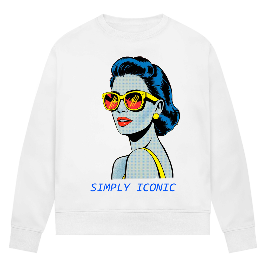 Damen Premium Bio Sweatshirt Frau mit Sonnenbrille