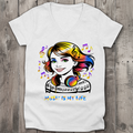 Damen Premium Bio V-Neck T-Shirt Music is my life