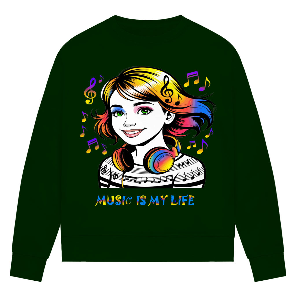 Damen Premium Bio Sweatshirt Music is my life
