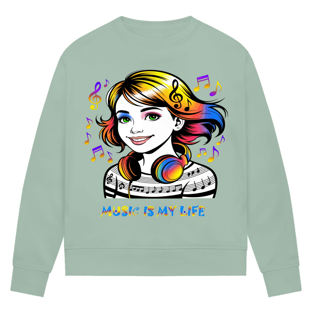 Damen Premium Bio Sweatshirt Music is my life