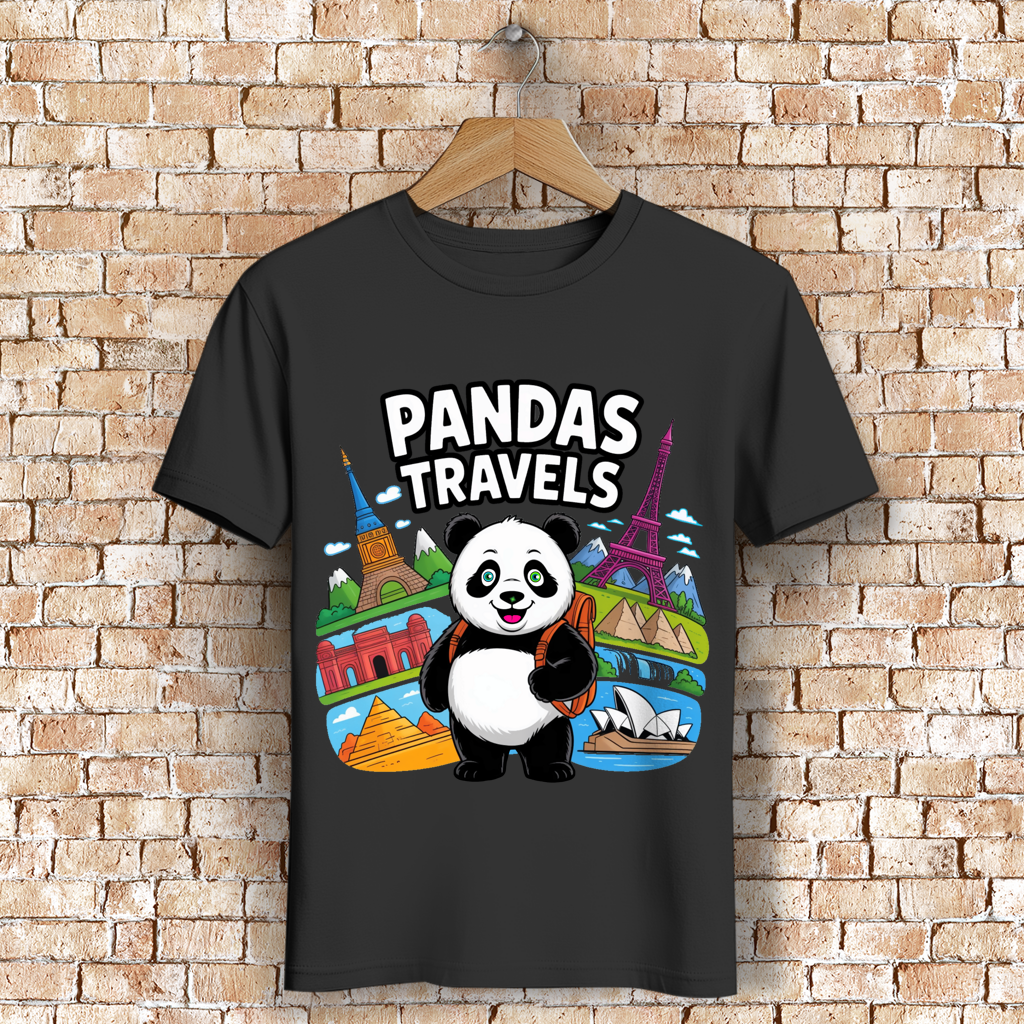 Herren Premium Bio T-Shirt Panda Travels