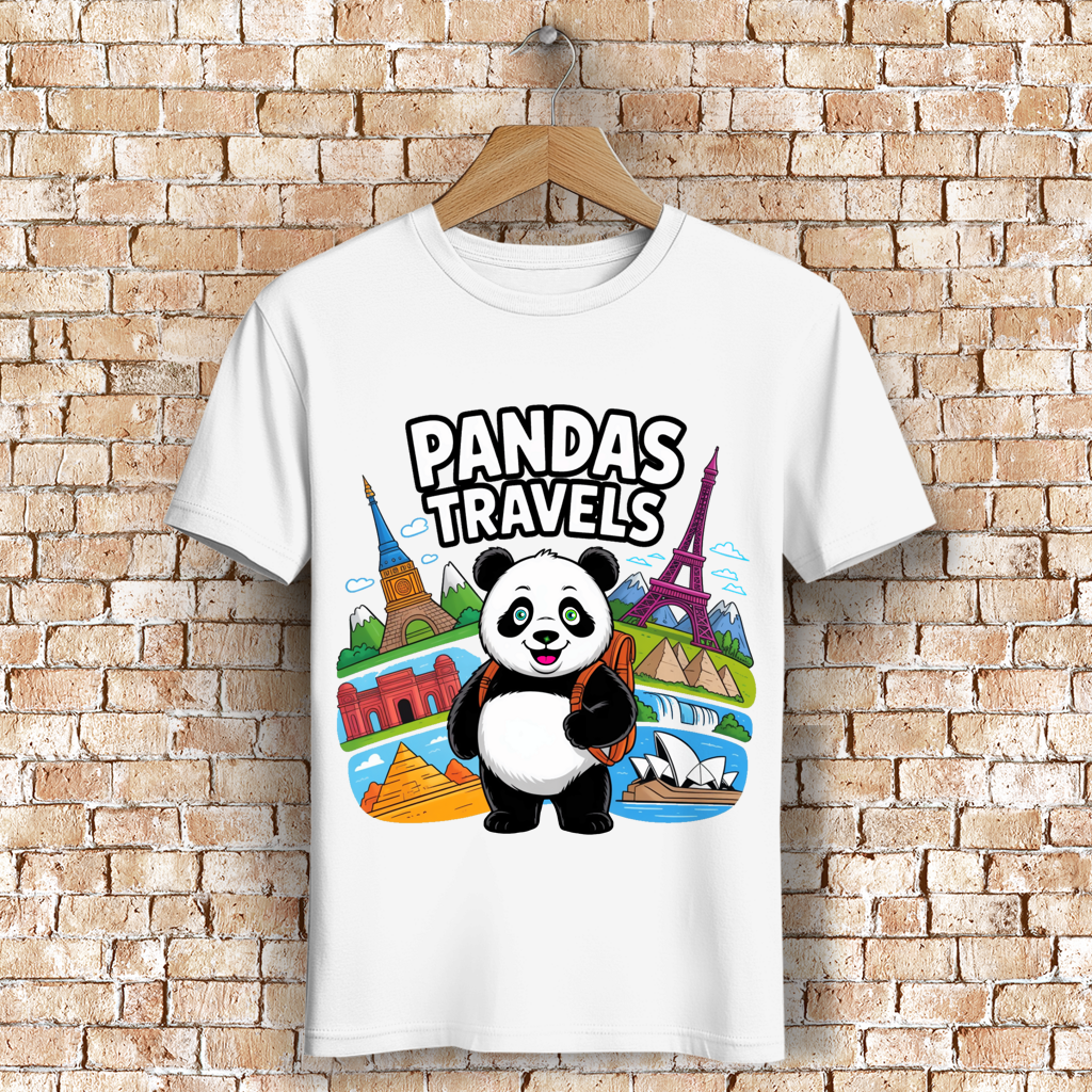 Herren Premium Bio T-Shirt Panda Travels