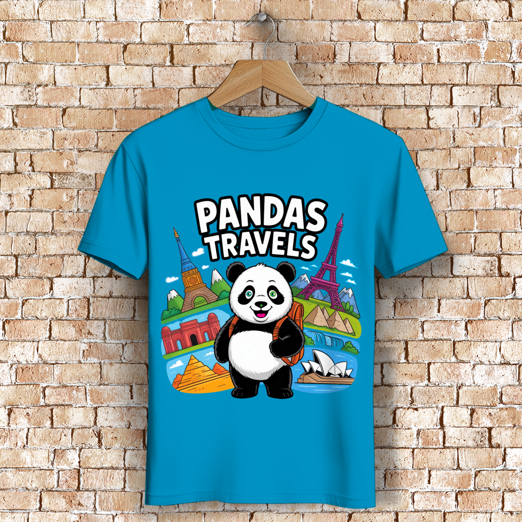 Herren Premium Bio T-Shirt Panda Travels