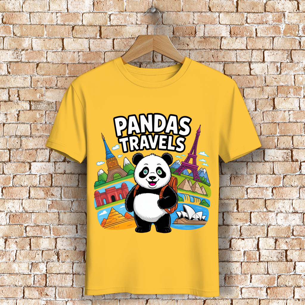 Herren Premium Bio T-Shirt Panda Travels