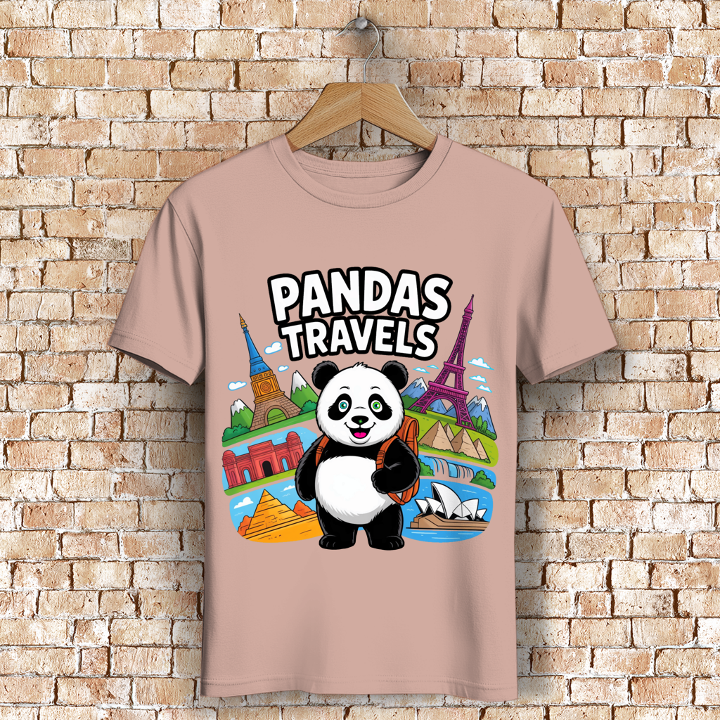 Herren Premium Bio T-Shirt Panda Travels