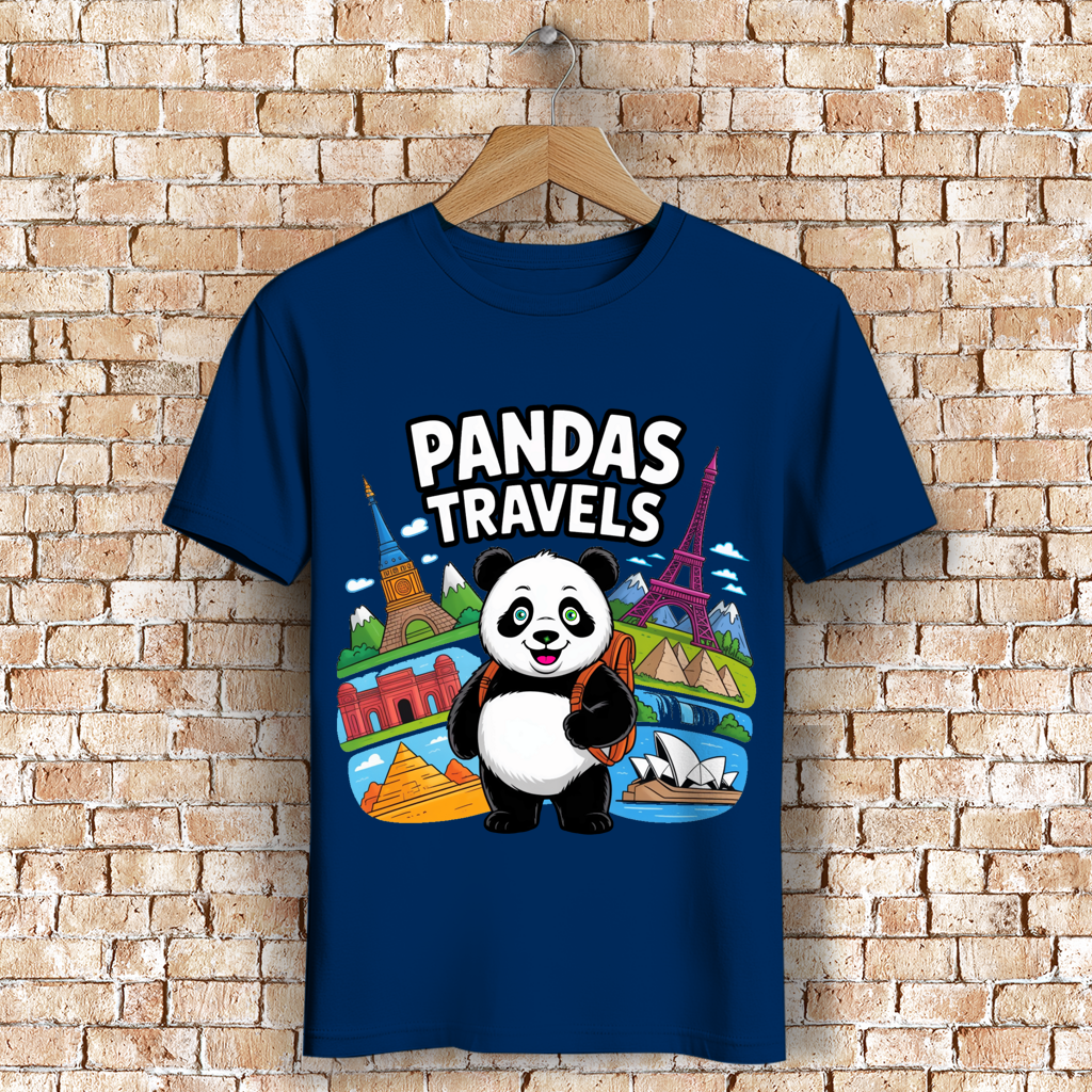 Herren Premium Bio T-Shirt Panda Travels