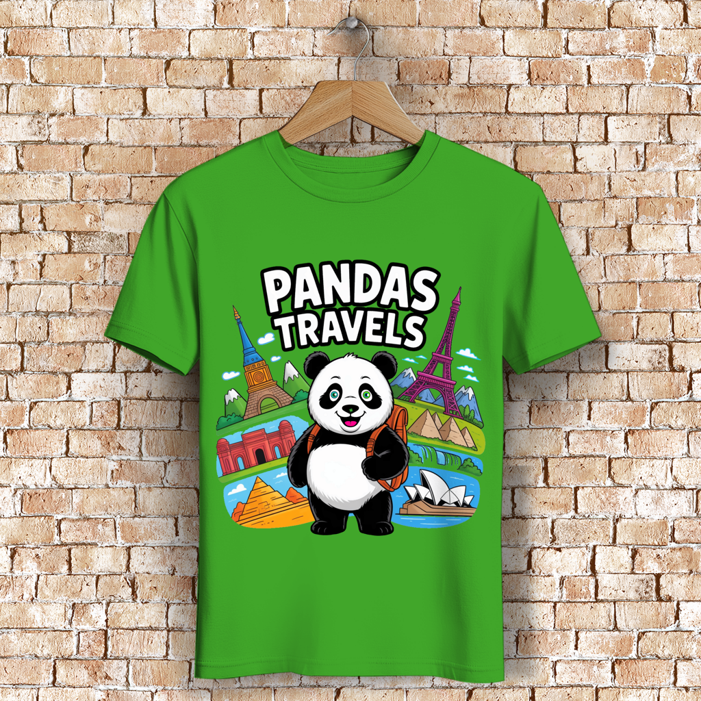 Herren Premium Bio T-Shirt Panda Travels