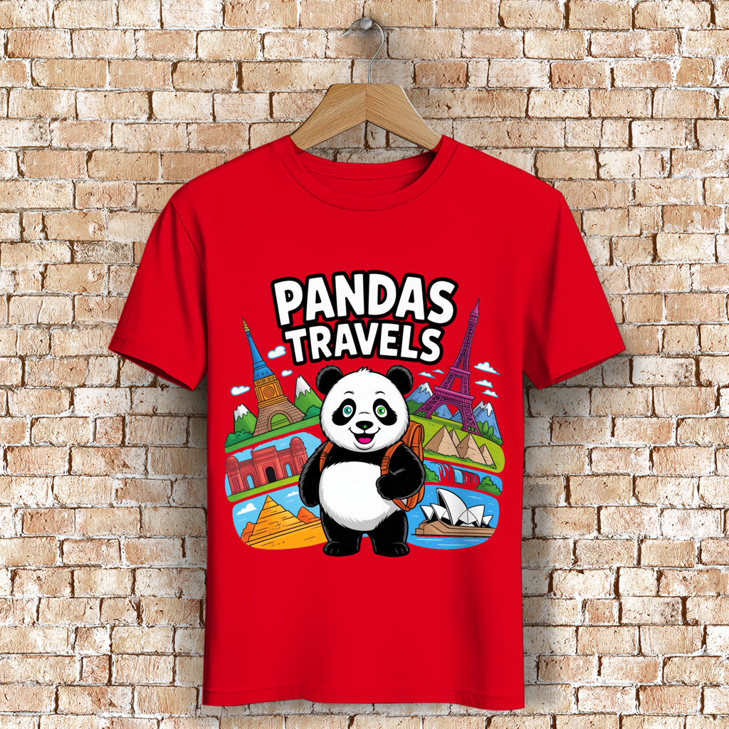 Herren Premium Bio T-Shirt Panda Travels