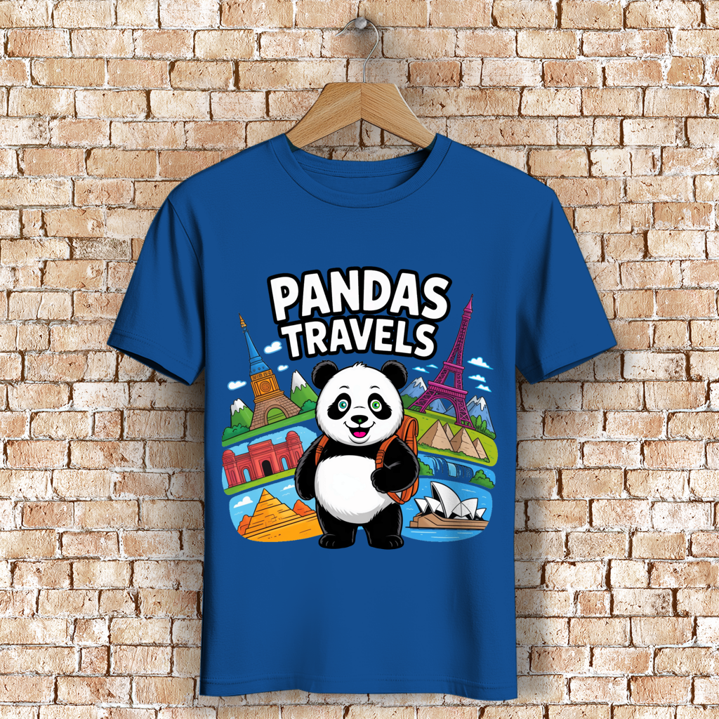 Herren Premium Bio T-Shirt Panda Travels