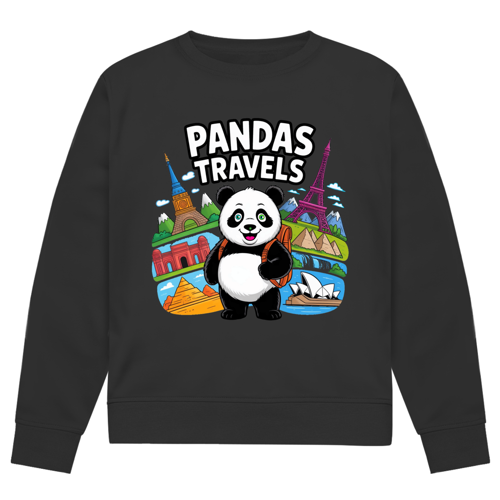 Herren Premium Bio Sweatshirt Panda Travels