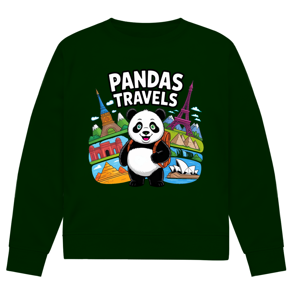 Herren Premium Bio Sweatshirt Panda Travels