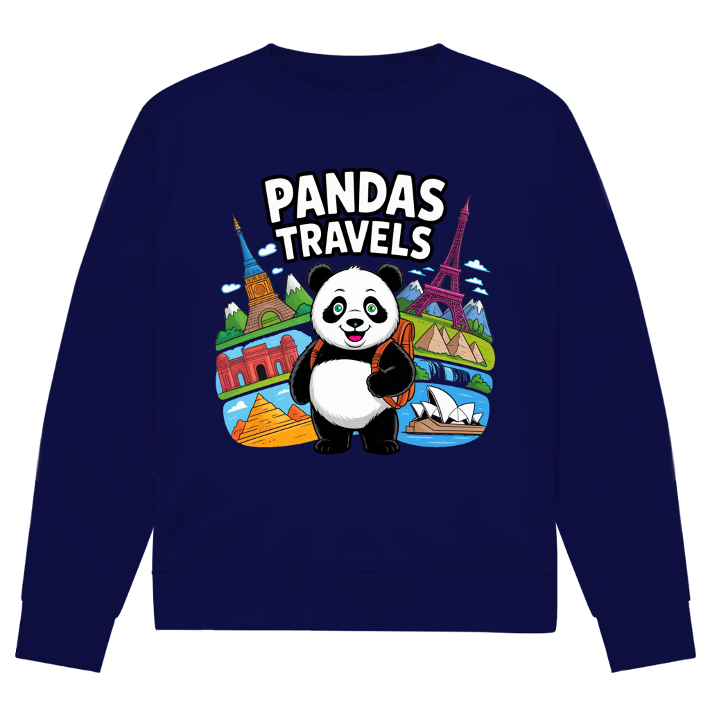 Herren Premium Bio Sweatshirt Panda Travels