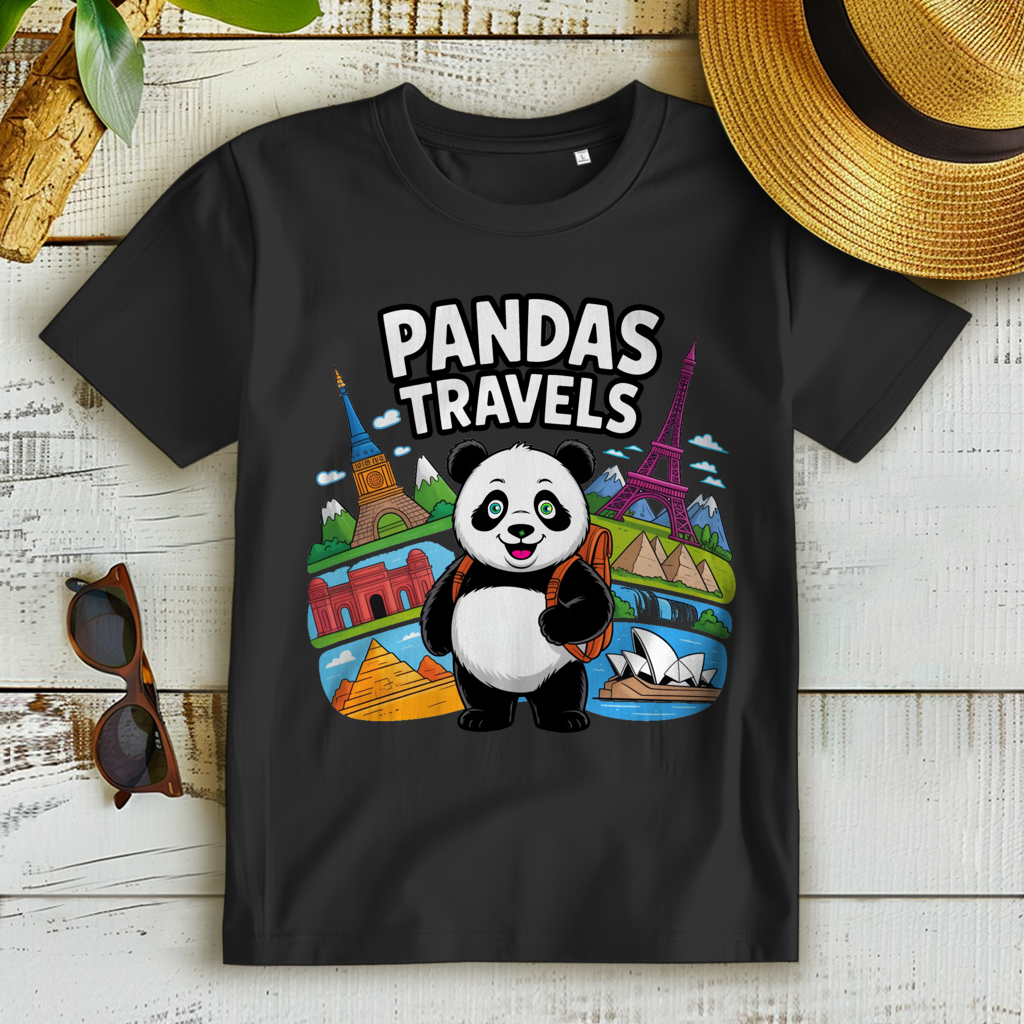 Damen Premium Bio T-Shirt Panda Travels