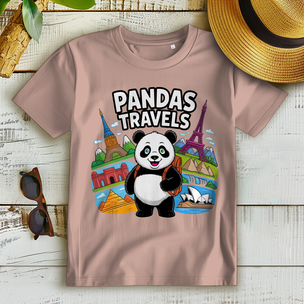 Damen Premium Bio T-Shirt Panda Travels
