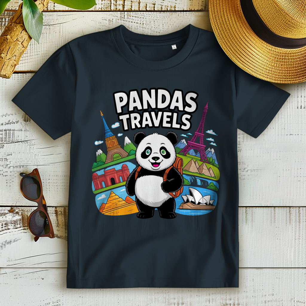 Damen Premium Bio T-Shirt Panda Travels