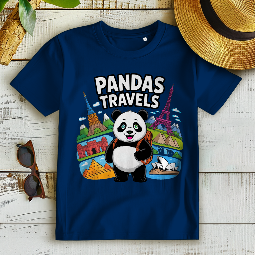 Damen Premium Bio T-Shirt Panda Travels