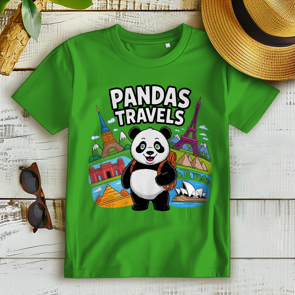 Damen Premium Bio T-Shirt Panda Travels