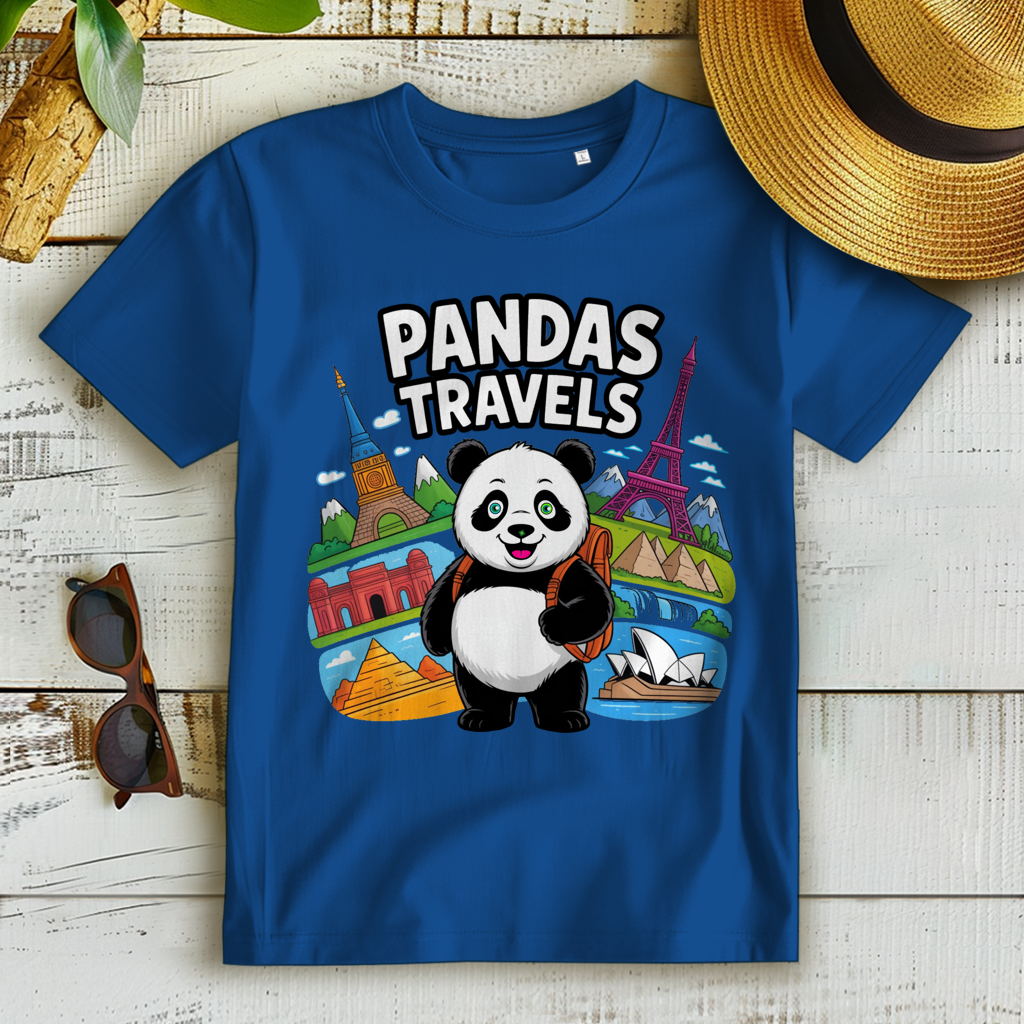 Damen Premium Bio T-Shirt Panda Travels