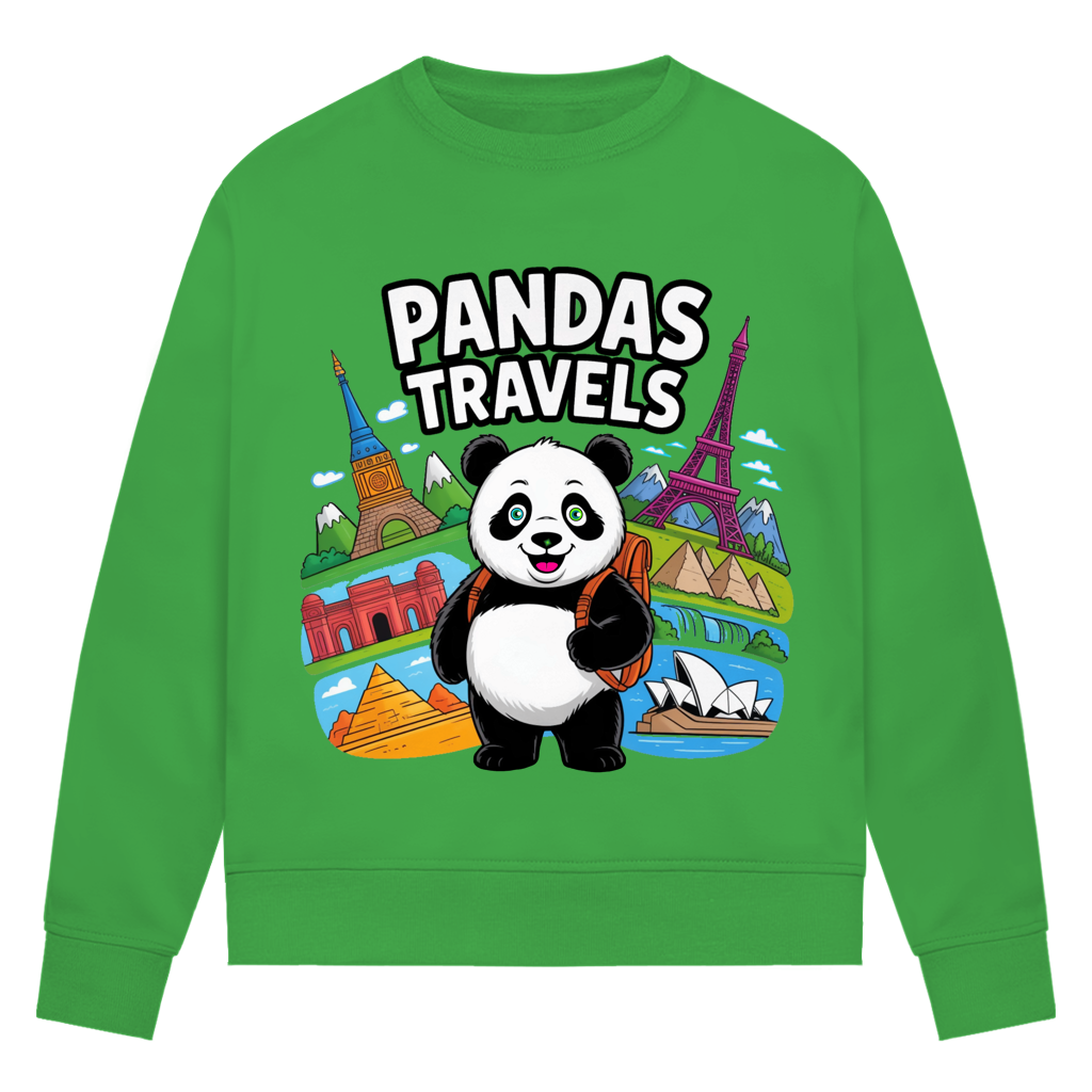 Damen Premium Bio Sweatshirt Panda Travels
