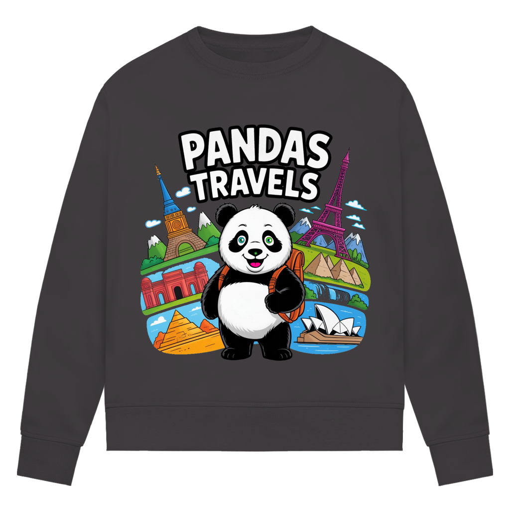 Damen Premium Bio Sweatshirt Panda Travels