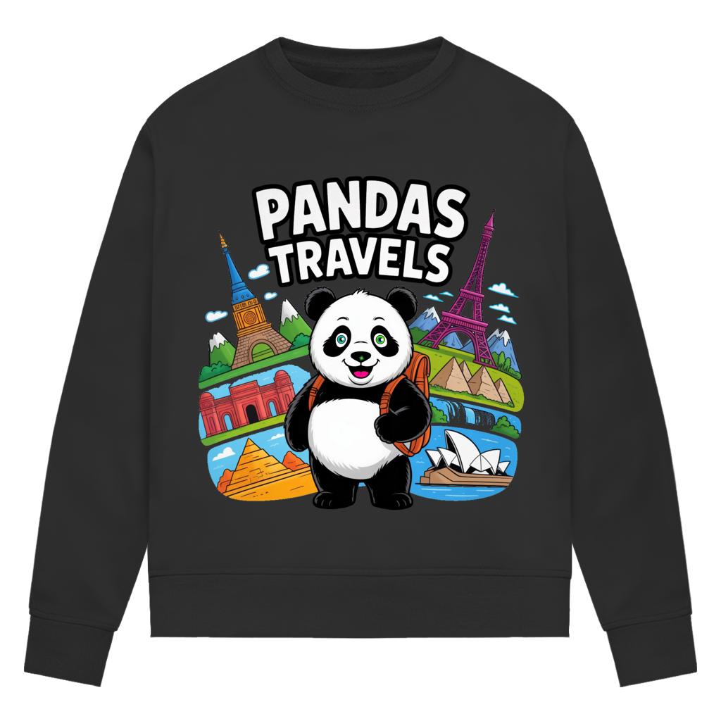 Damen Premium Bio Sweatshirt Panda Travels