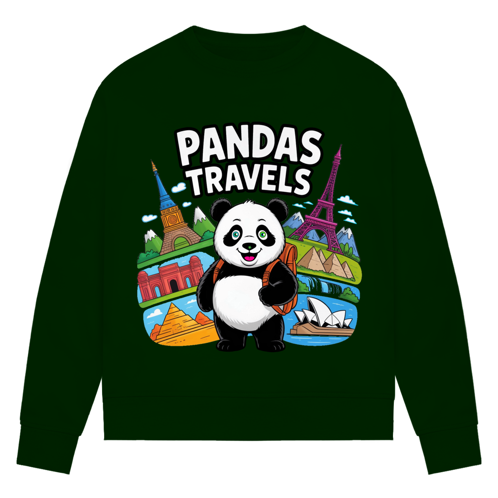 Damen Premium Bio Sweatshirt Panda Travels