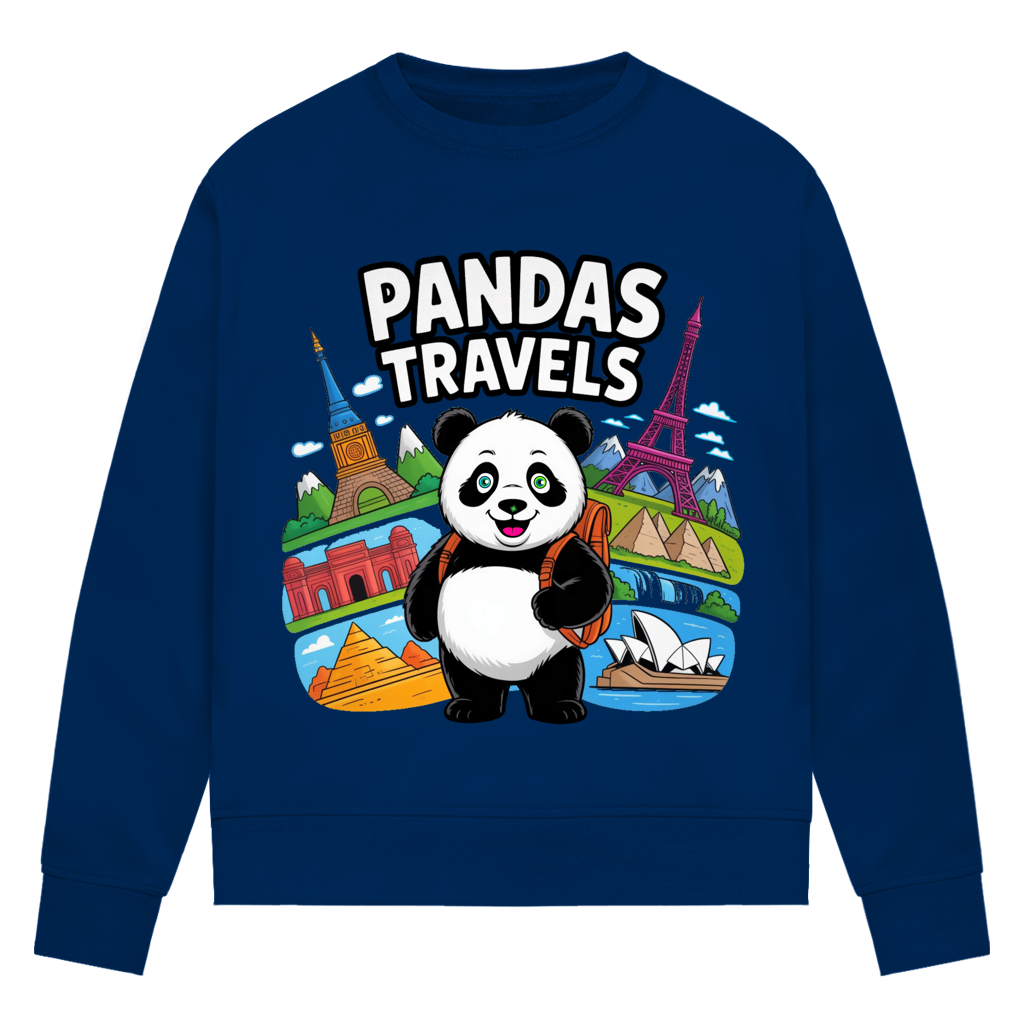 Damen Premium Bio Sweatshirt Panda Travels