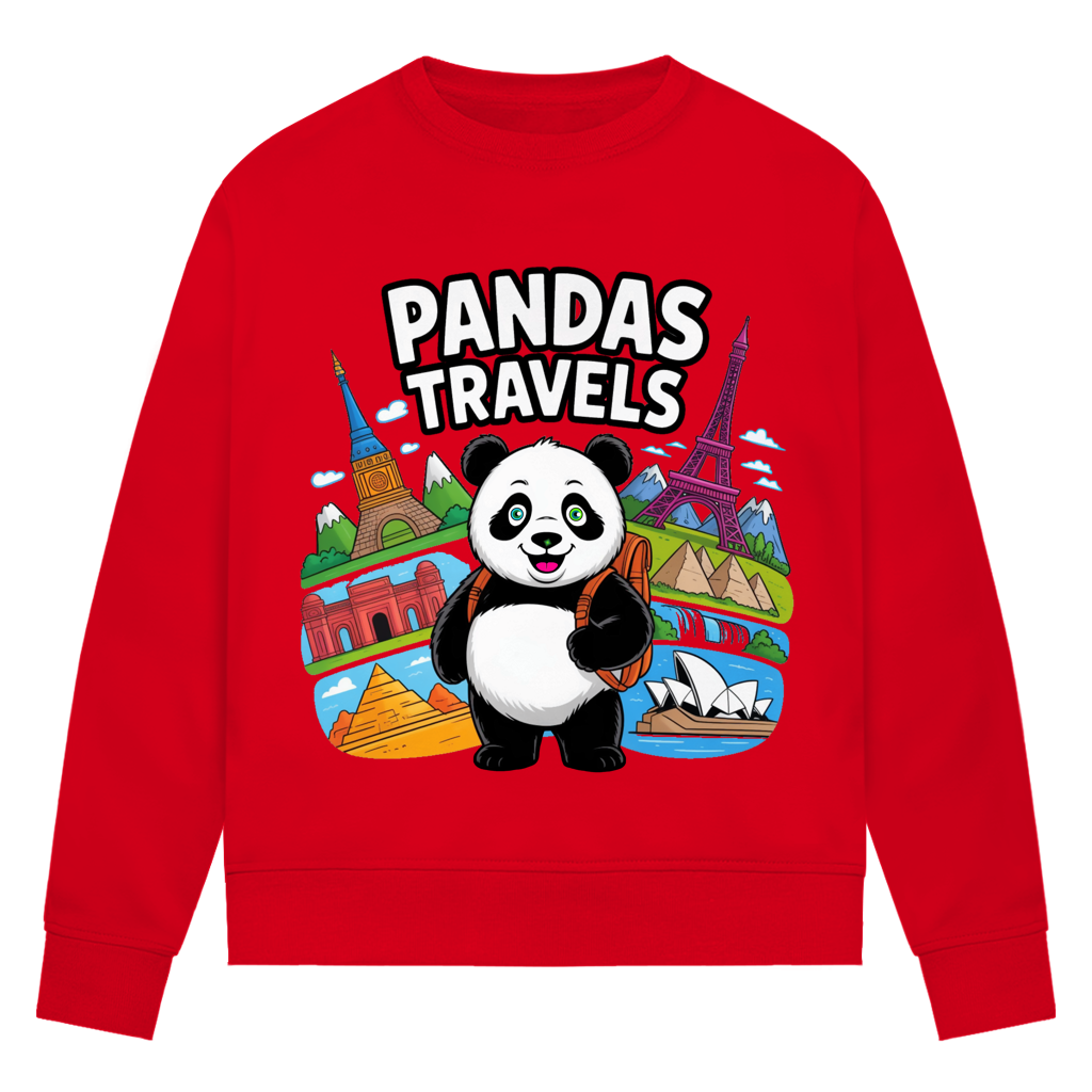 Damen Premium Bio Sweatshirt Panda Travels