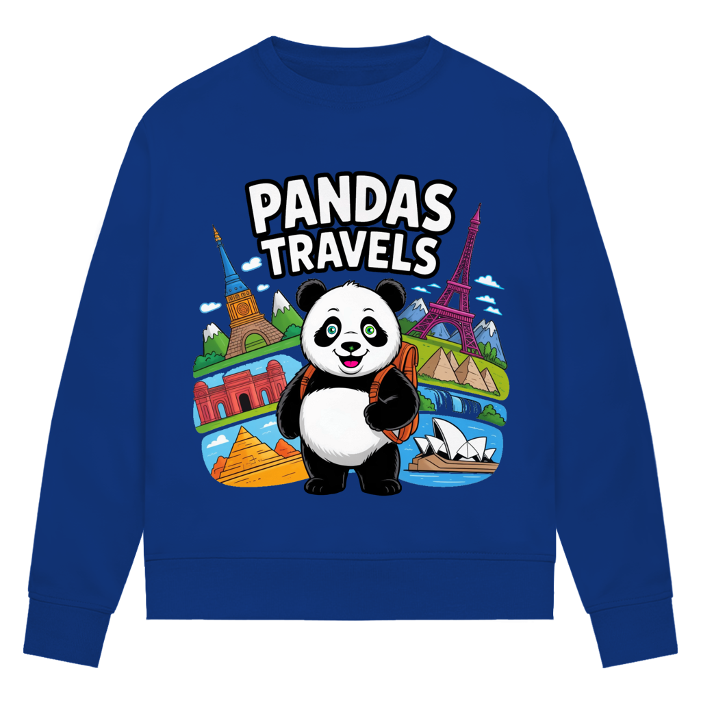 Damen Premium Bio Sweatshirt Panda Travels