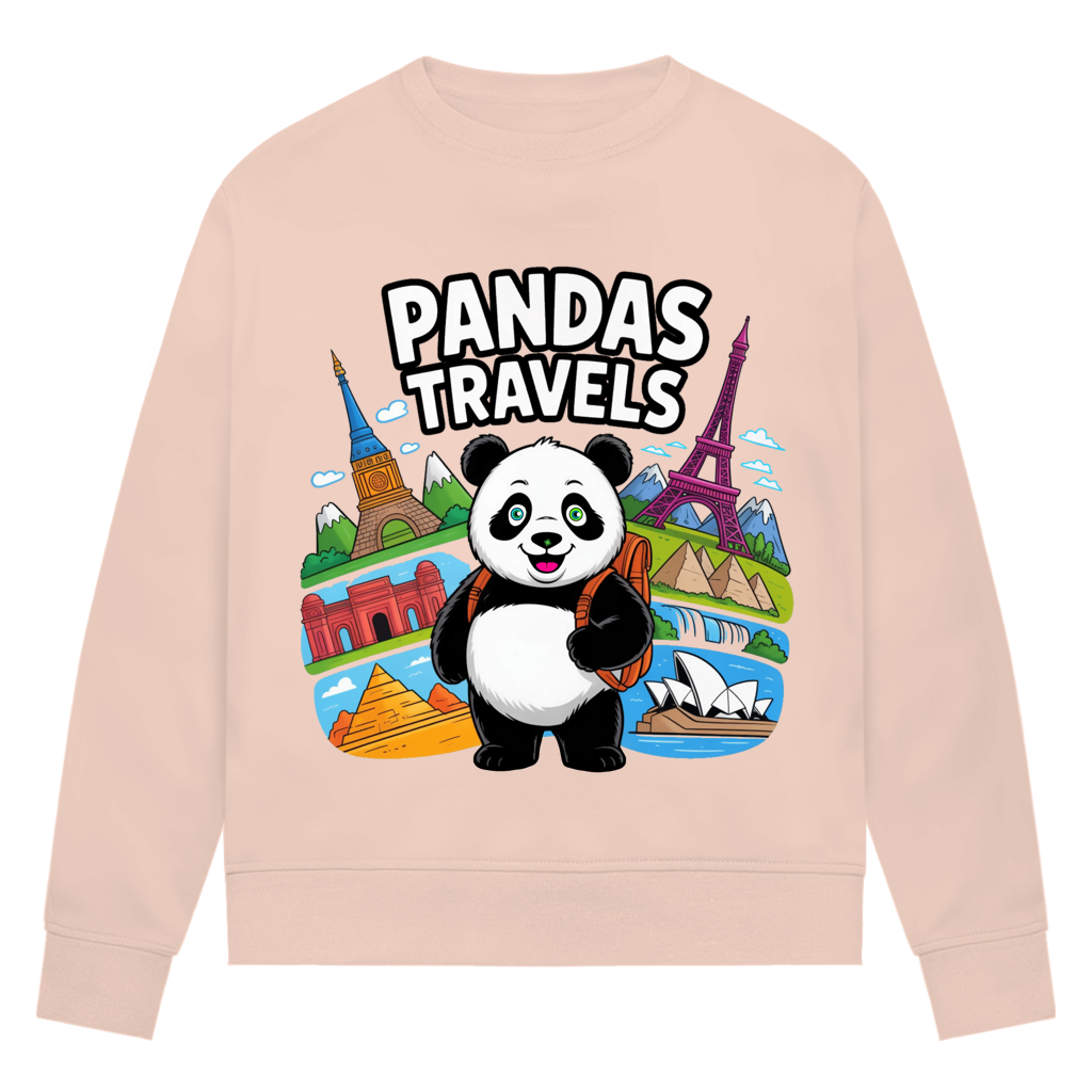 Damen Premium Bio Sweatshirt Panda Travels