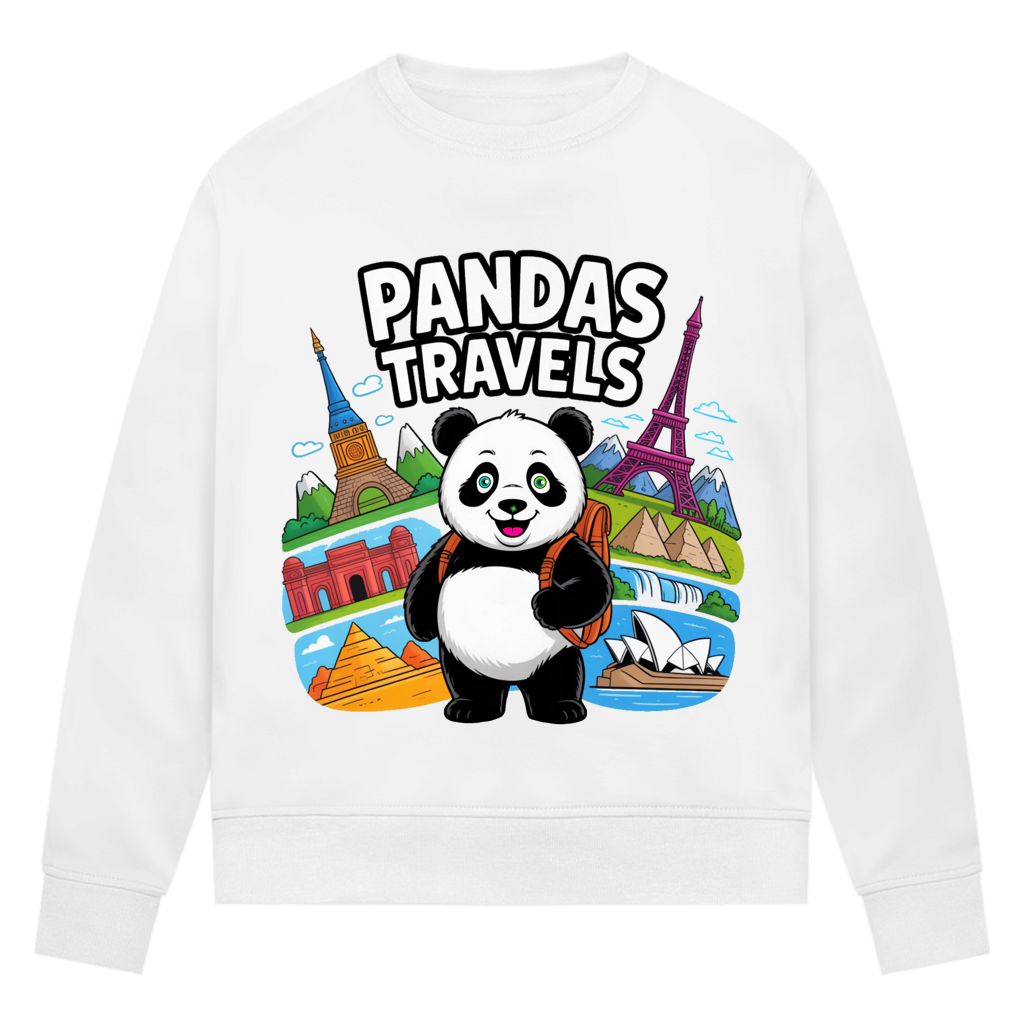 Damen Premium Bio Sweatshirt Panda Travels