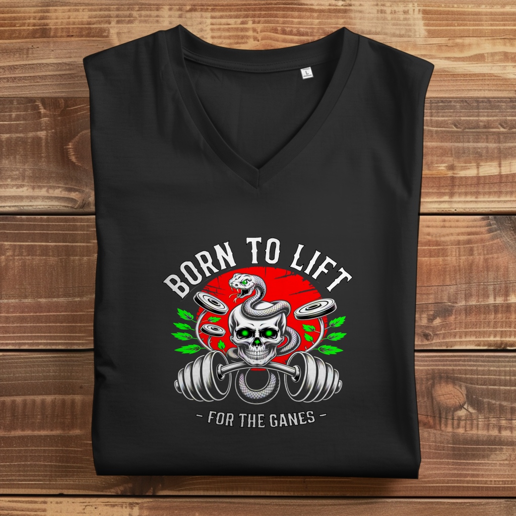 Damen Premium Bio V-Neck T-Shirt Born to Lift