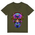 Herren Premium Bio V-Neck T-Shirt Skull Design