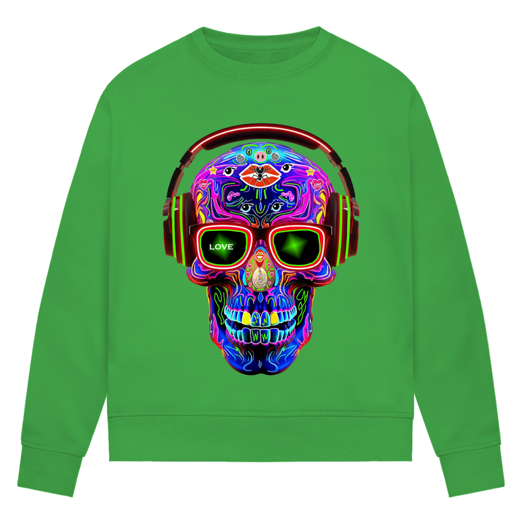 Damen Premium Bio Sweatshirt Skull Design