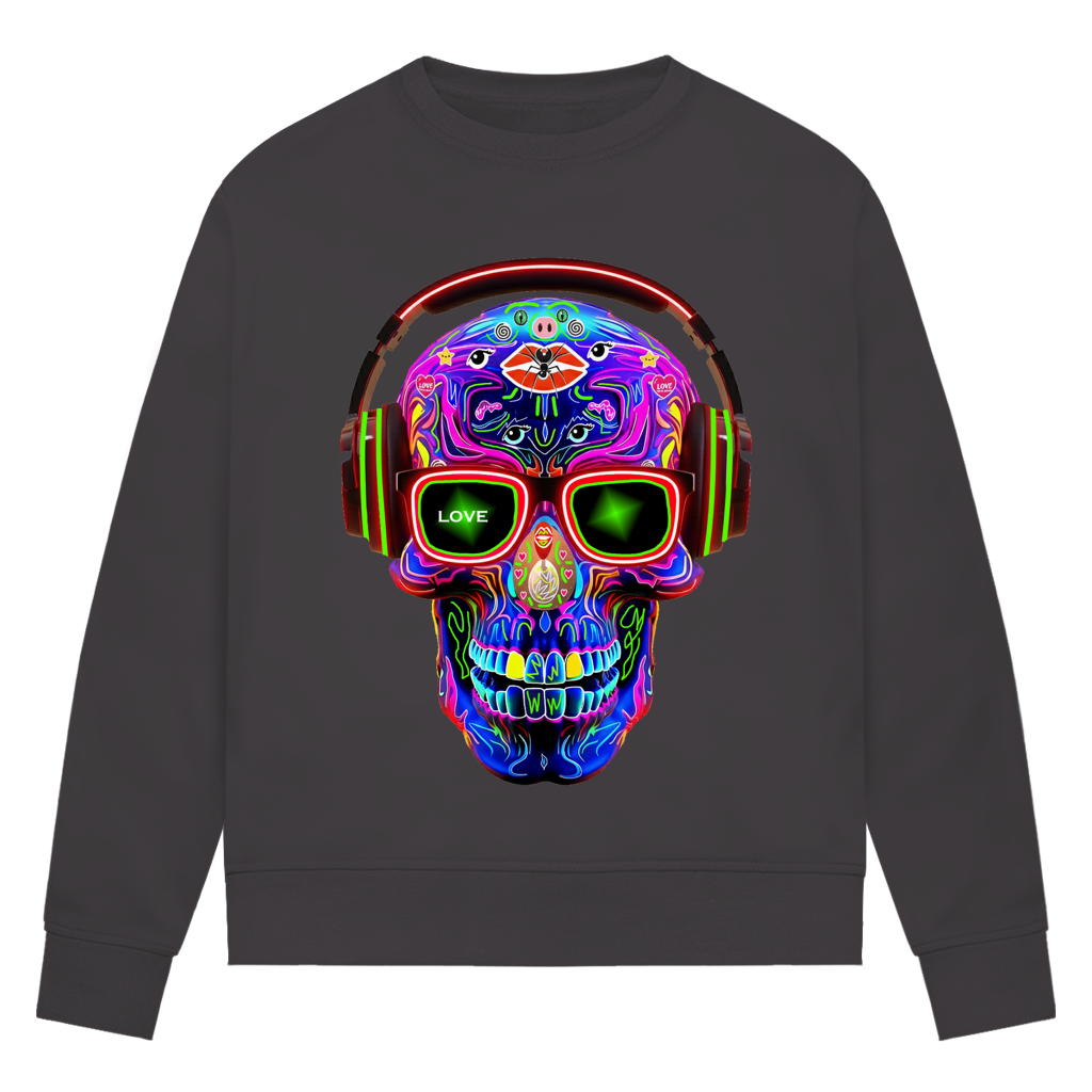 Damen Premium Bio Sweatshirt Skull Design