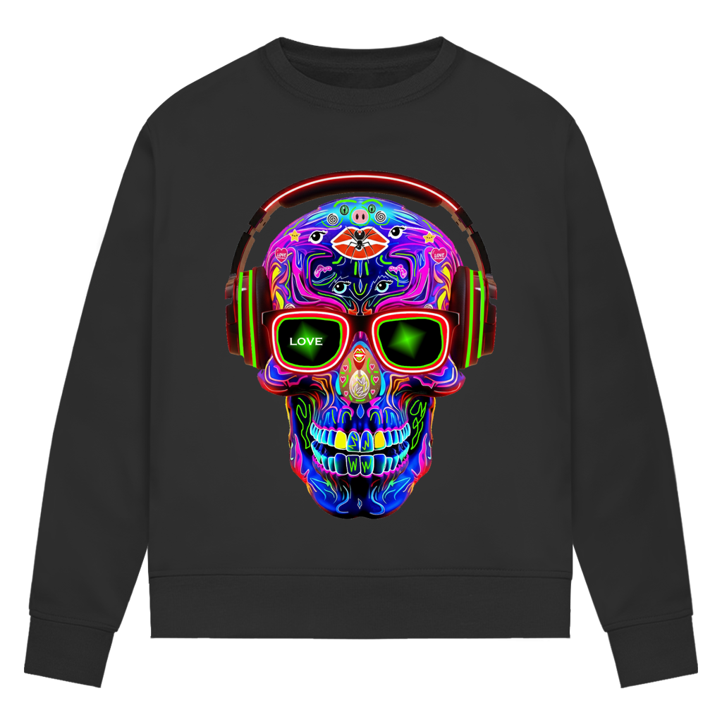 Damen Premium Bio Sweatshirt Skull Design
