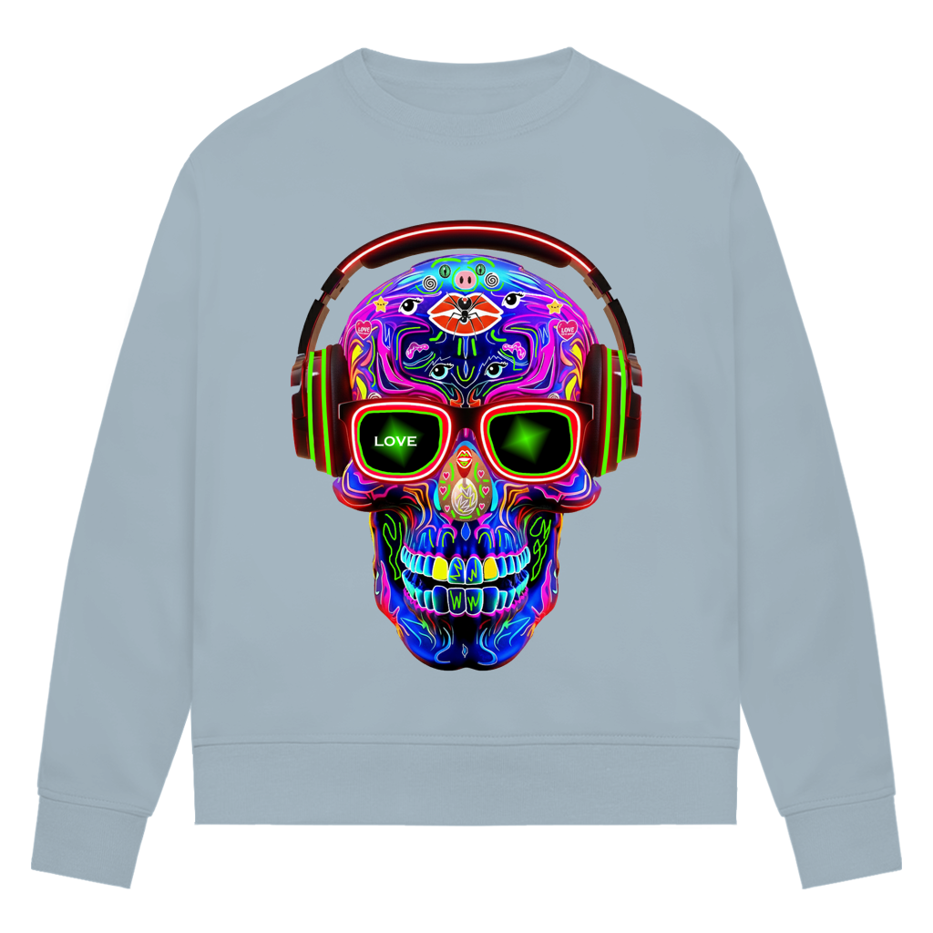 Damen Premium Bio Sweatshirt Skull Design