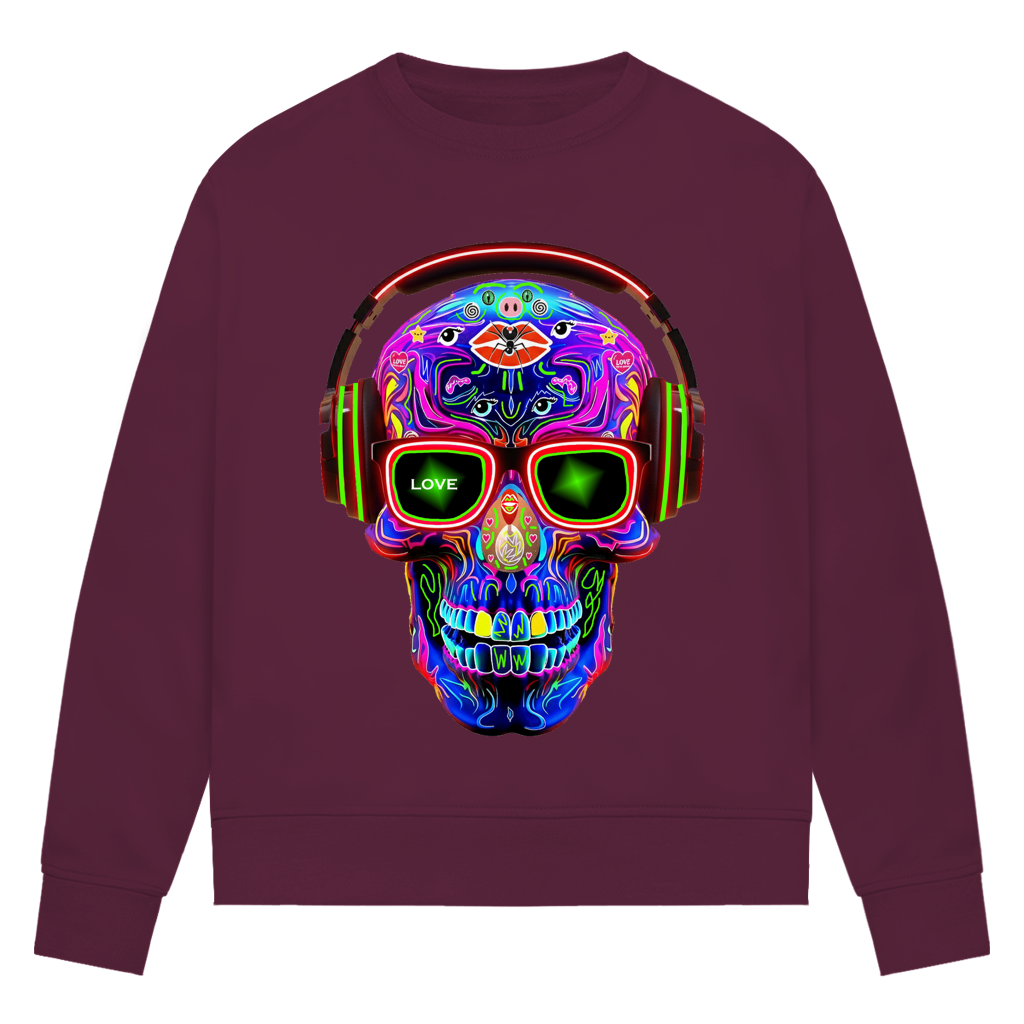 Damen Premium Bio Sweatshirt Skull Design