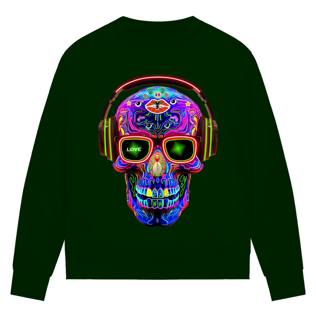 Damen Premium Bio Sweatshirt Skull Design