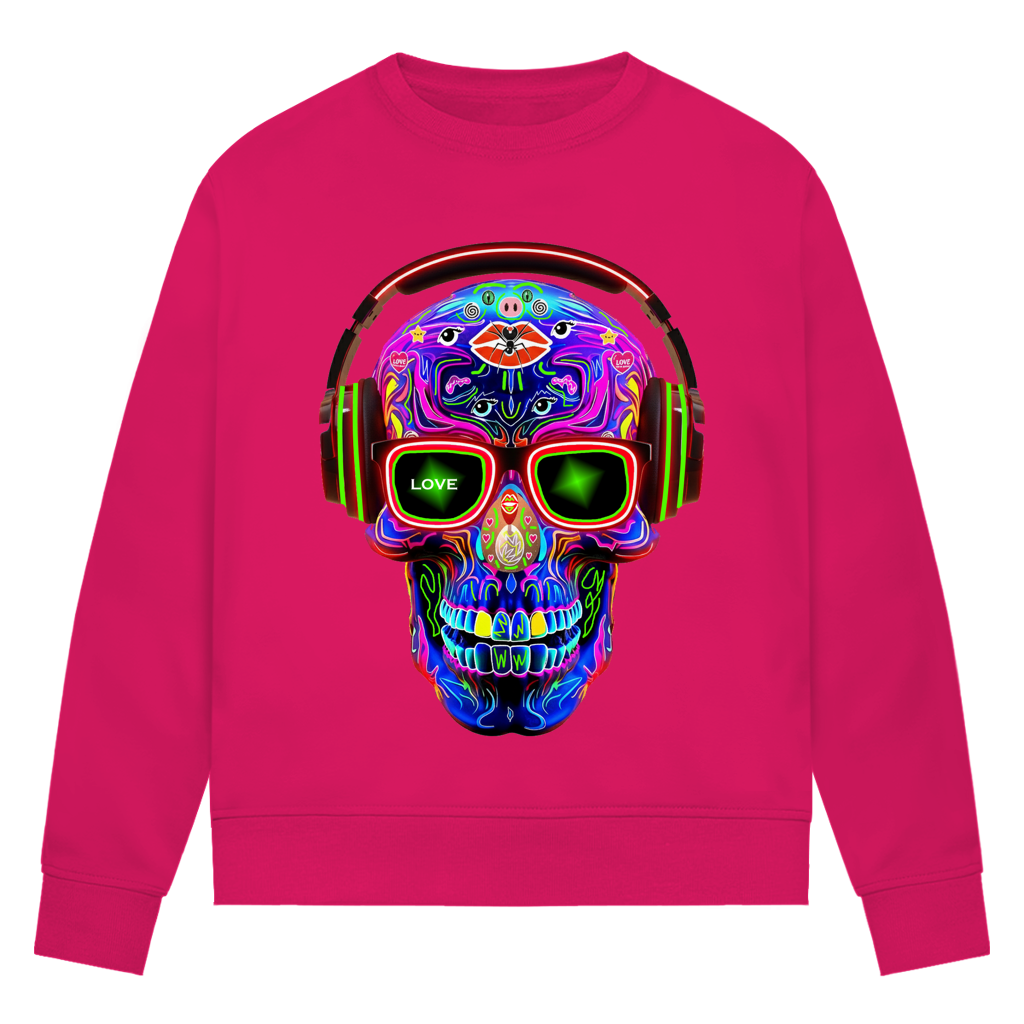 Damen Premium Bio Sweatshirt Skull Design