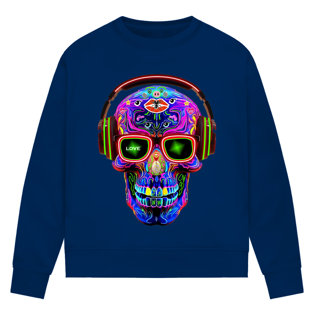 Damen Premium Bio Sweatshirt Skull Design