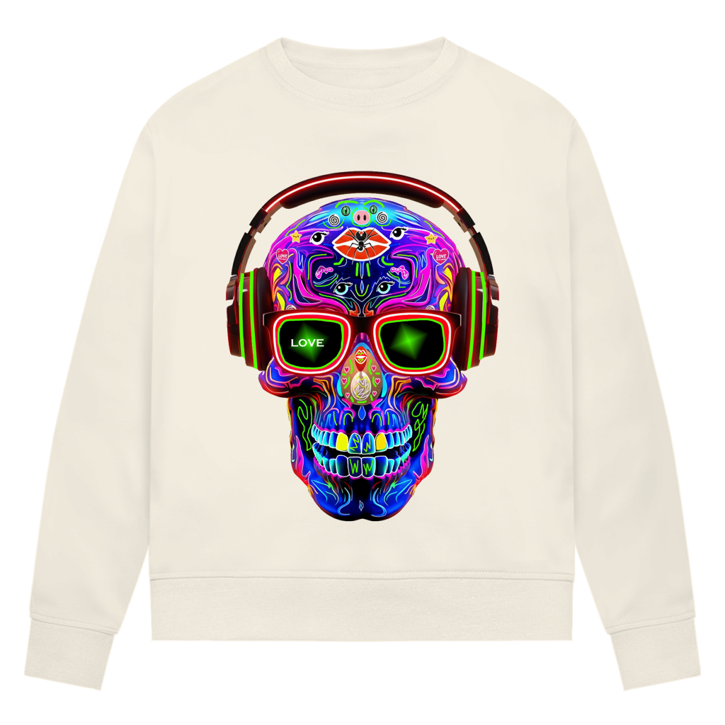 Damen Premium Bio Sweatshirt Skull Design