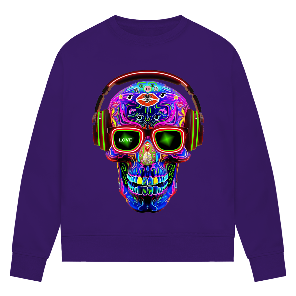 Damen Premium Bio Sweatshirt Skull Design