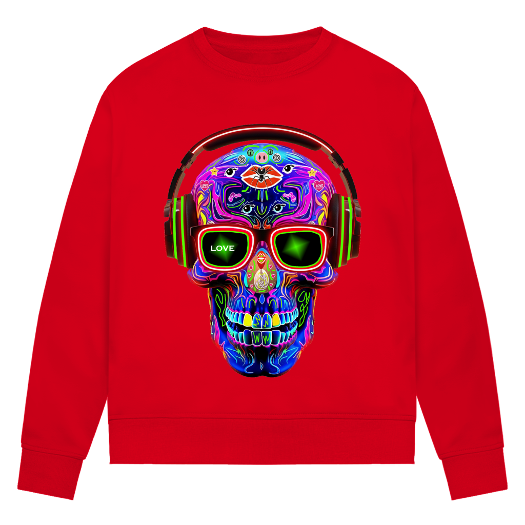 Damen Premium Bio Sweatshirt Skull Design