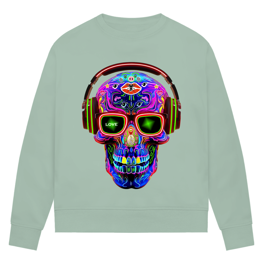 Damen Premium Bio Sweatshirt Skull Design