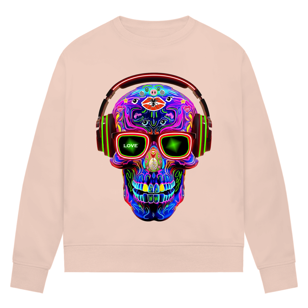 Damen Premium Bio Sweatshirt Skull Design