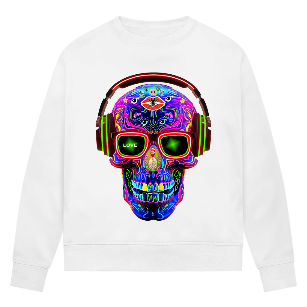 Damen Premium Bio Sweatshirt Skull Design
