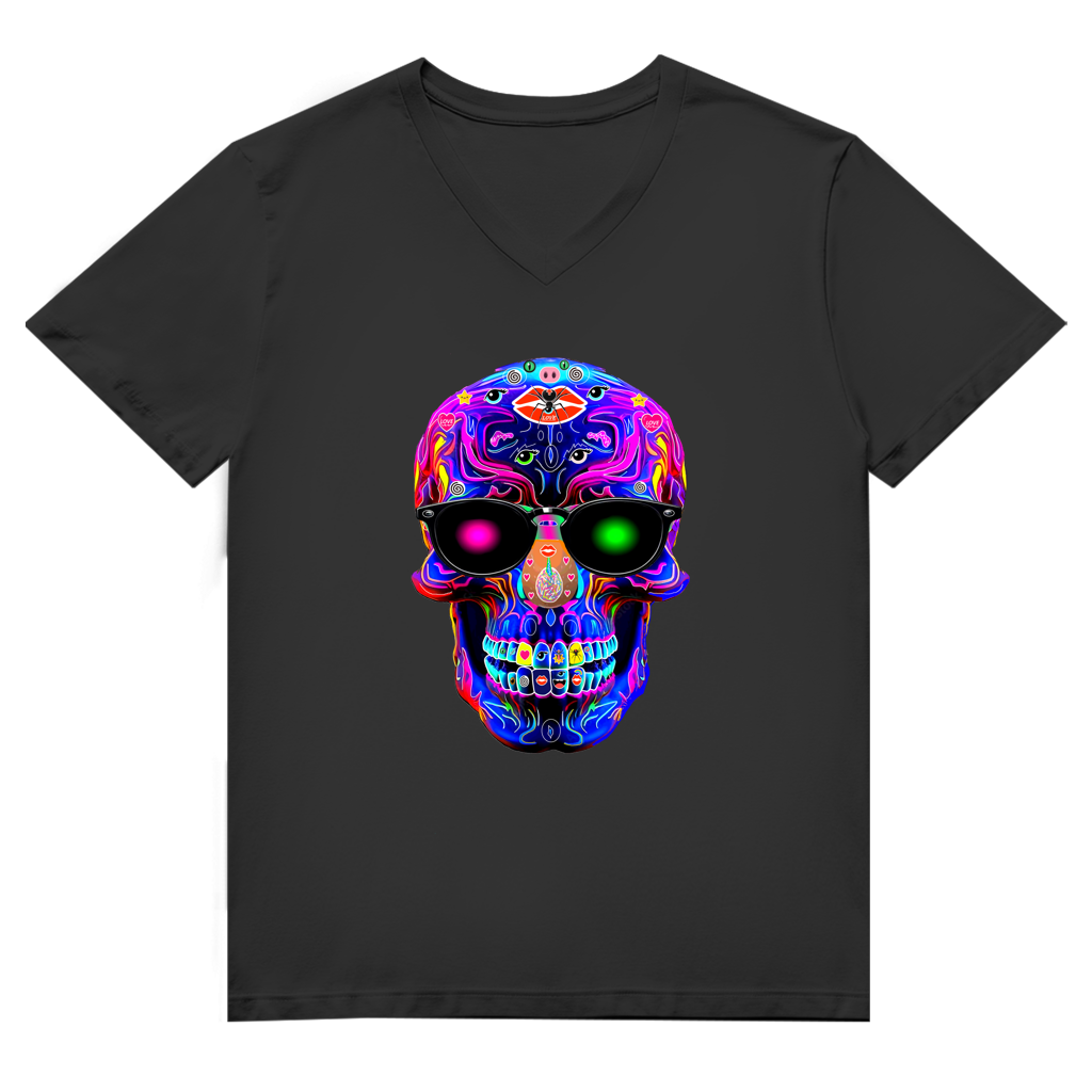 Herren Premium Bio V-Neck T-Shirt Skull Designs