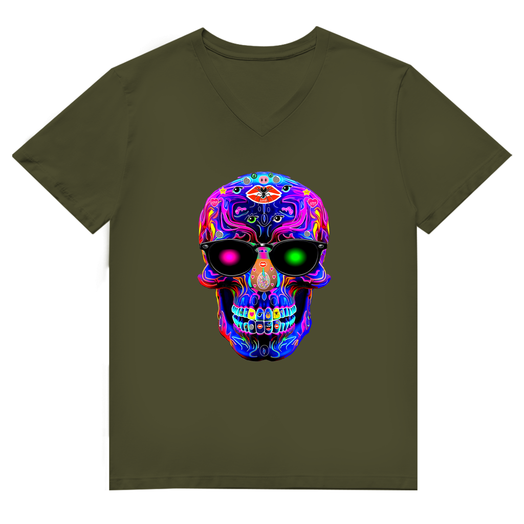 Herren Premium Bio V-Neck T-Shirt Skull Designs